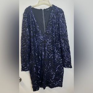 •FASHION NOVA BLUE LONG SLEEVE SEQUIN DRESS• Size XXL